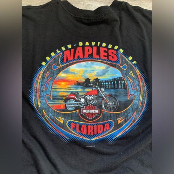 VTG Harley T-shirt Eagle Naples Florida Black Graphic T-shirt Size L XL Biker - Picture 6 of 7
